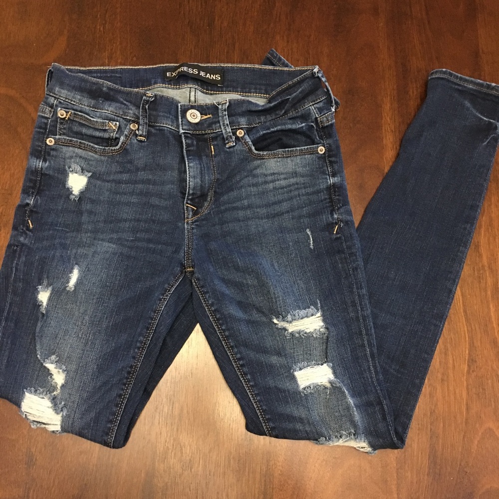 EXPRESS Mid-rise Dark Distressed Legging
